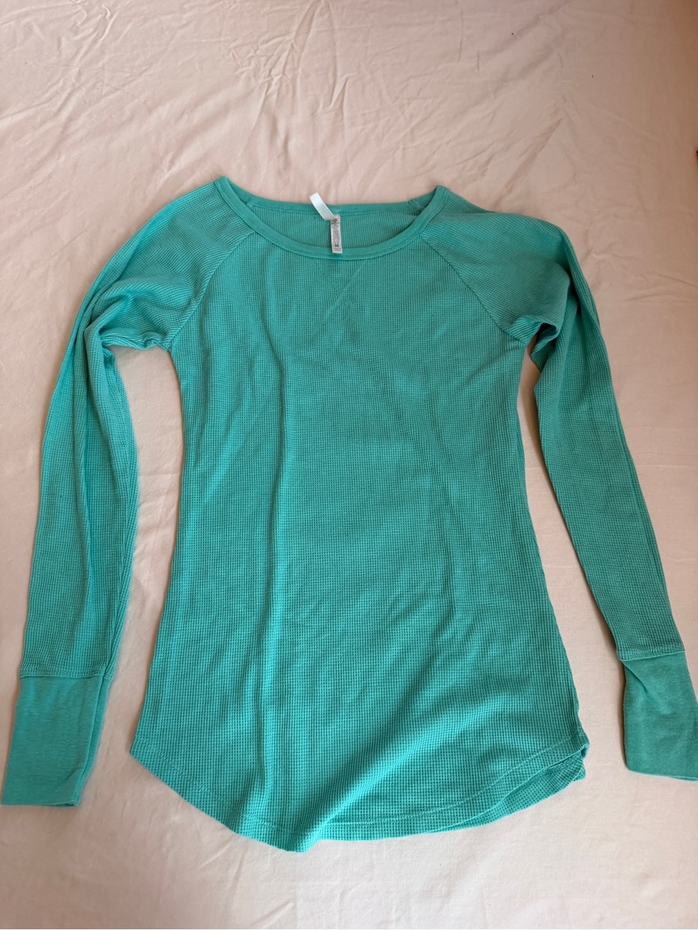 Women’s  Color Story Teal Long-Sleeve Waffle Knit Top